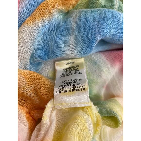 Young Fabulous & Broke Button Front Crop Top Womens S Rainbow Tie Dye Hi Low - Picture 10 of 12